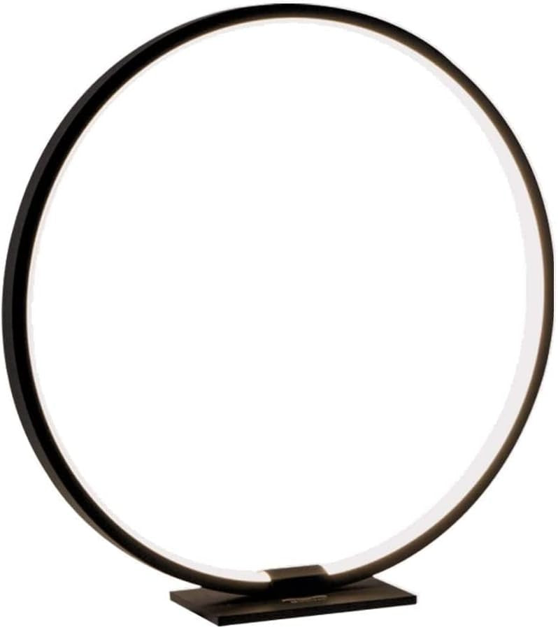 Modern Circle Table Lamp LED Warm Light Nightstand Lamp Black Bedroom Lamp