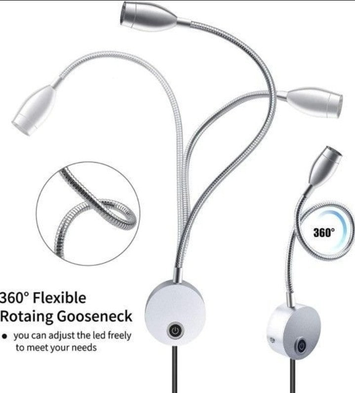 Dimmable Headboard Reading Light - Gooseneck Over Bed Reading Light Wall Mounted