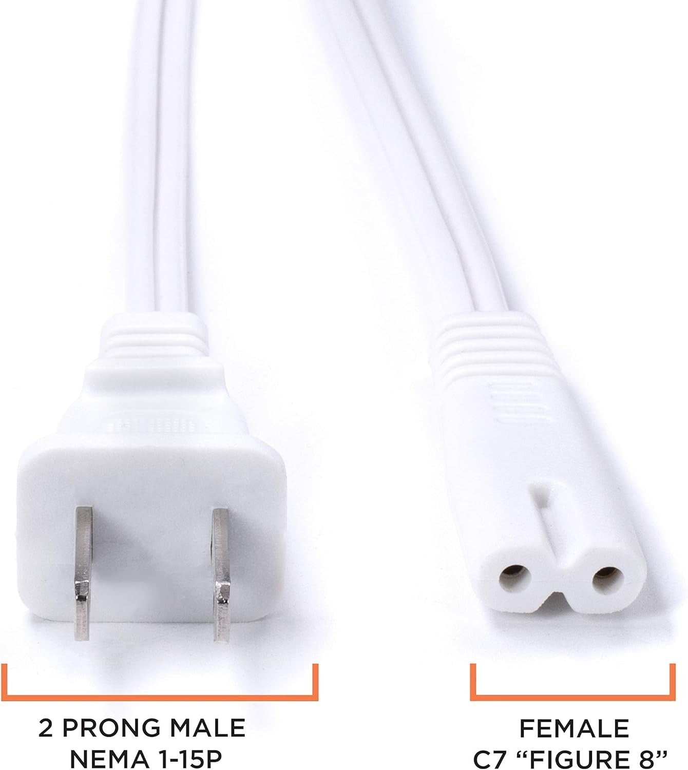 Figure 8 Power Cord (2 Prong) with Copper Wire Core -Non Polarized for Satellite