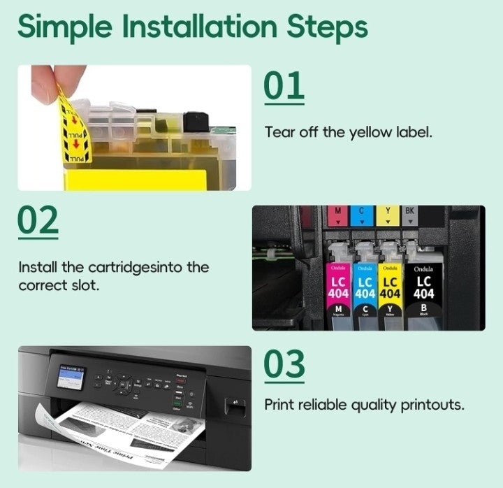 LC404 Ink Cartridges High Yield Replacement for Brother LC404 LC-404 LC404XL Ink