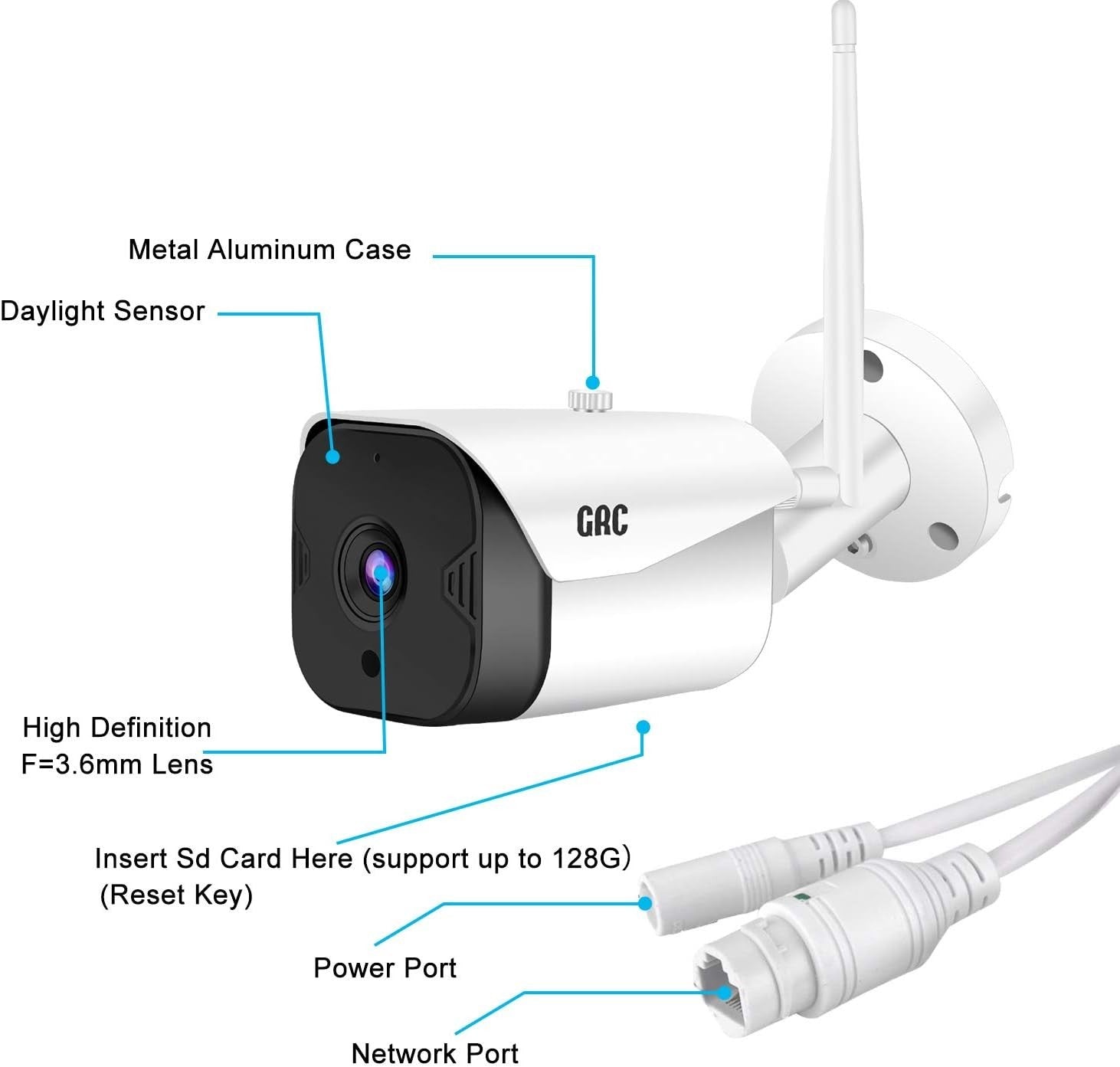 GRC Outdoor Security Camera,1080P Surveillance Camera Outdoor WiFi Camera,Two-Wa