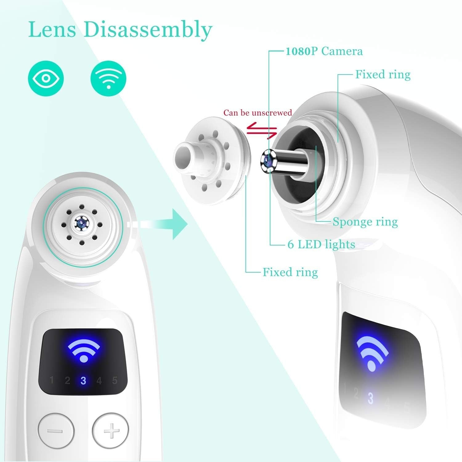 Oiiwak 5MP Visible Blackhead Vacuum, Blackhead Remover with Camera, Electric WiF