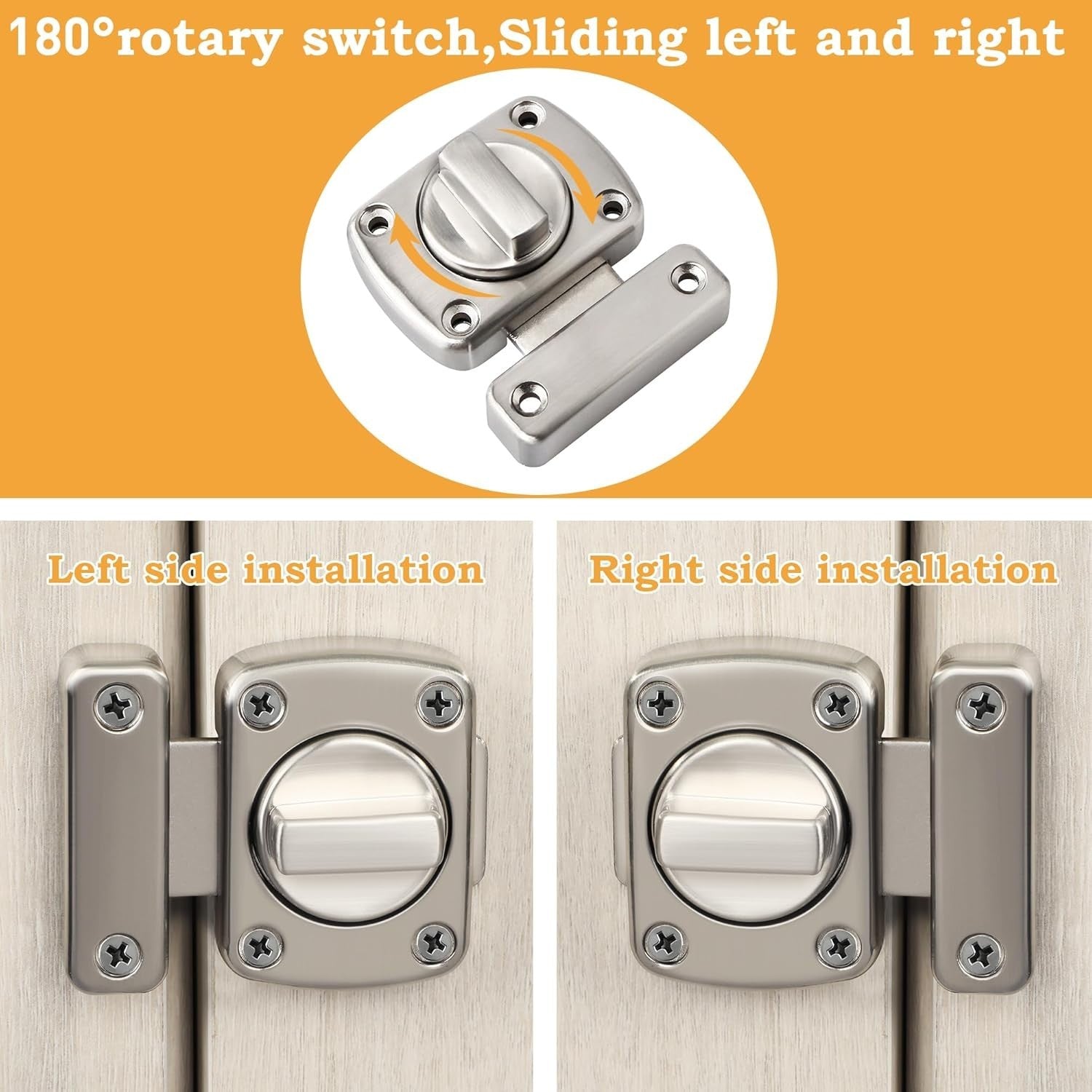 Alise Gate Latch Slide Bolt Latches Lock,Medium Size Safety Double Sided Rotate