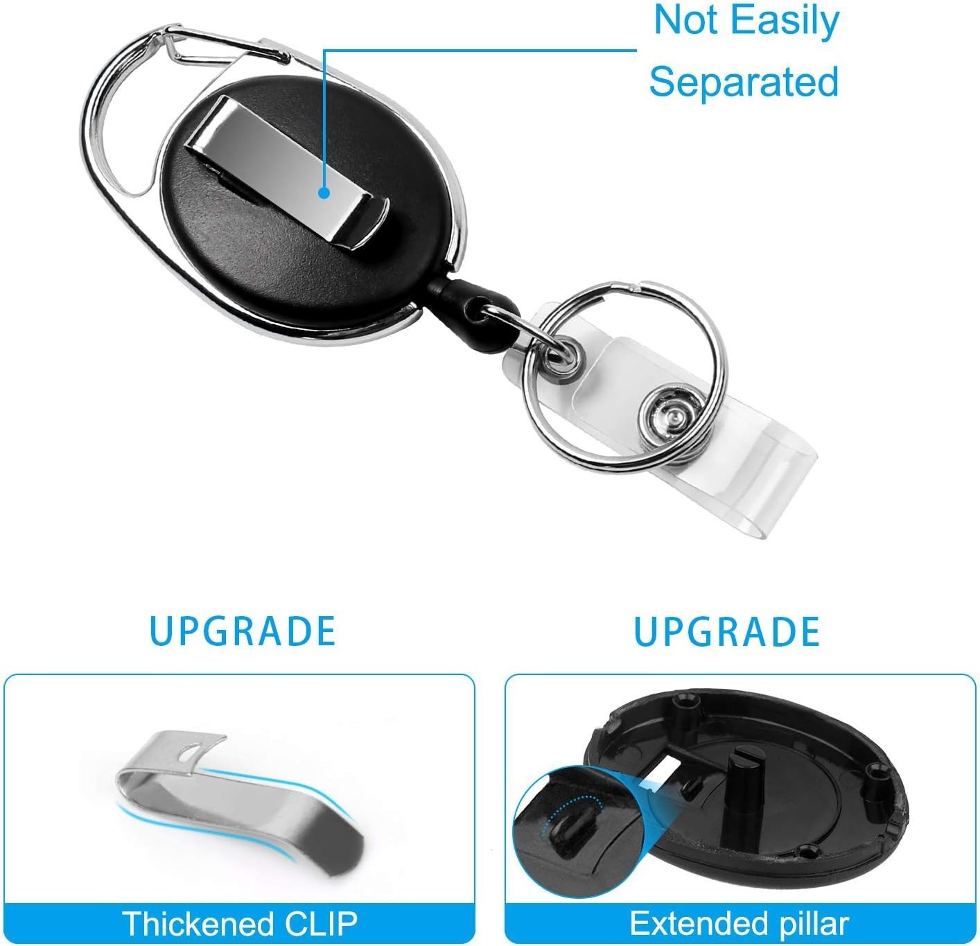 Teskyer 2 Pack Heavy Duty Retractable Badge Holders with Carabiner Reel