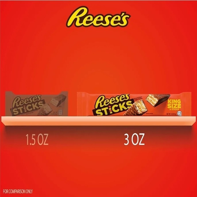 REESE'S STICKS Milk Chocolate Peanut Butter Wafer King Size, Candy Packs, 3 oz