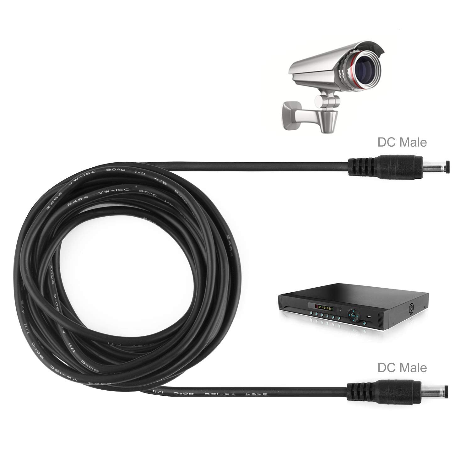 Onite 6.6ft Male to Male Extension Cord, DC 5.5x2.1mm Power Adapter Cable