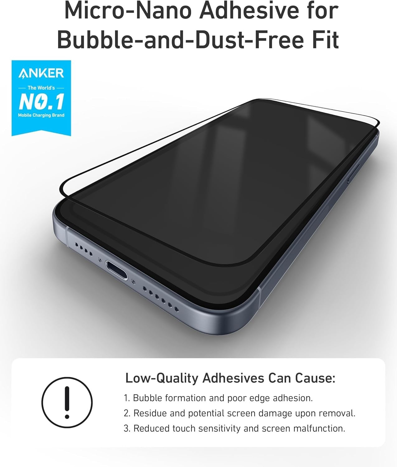 Anker 2-Pack Screen Protector for iPhone14 Pro Max, Bubble-Free Dust-Free iPho