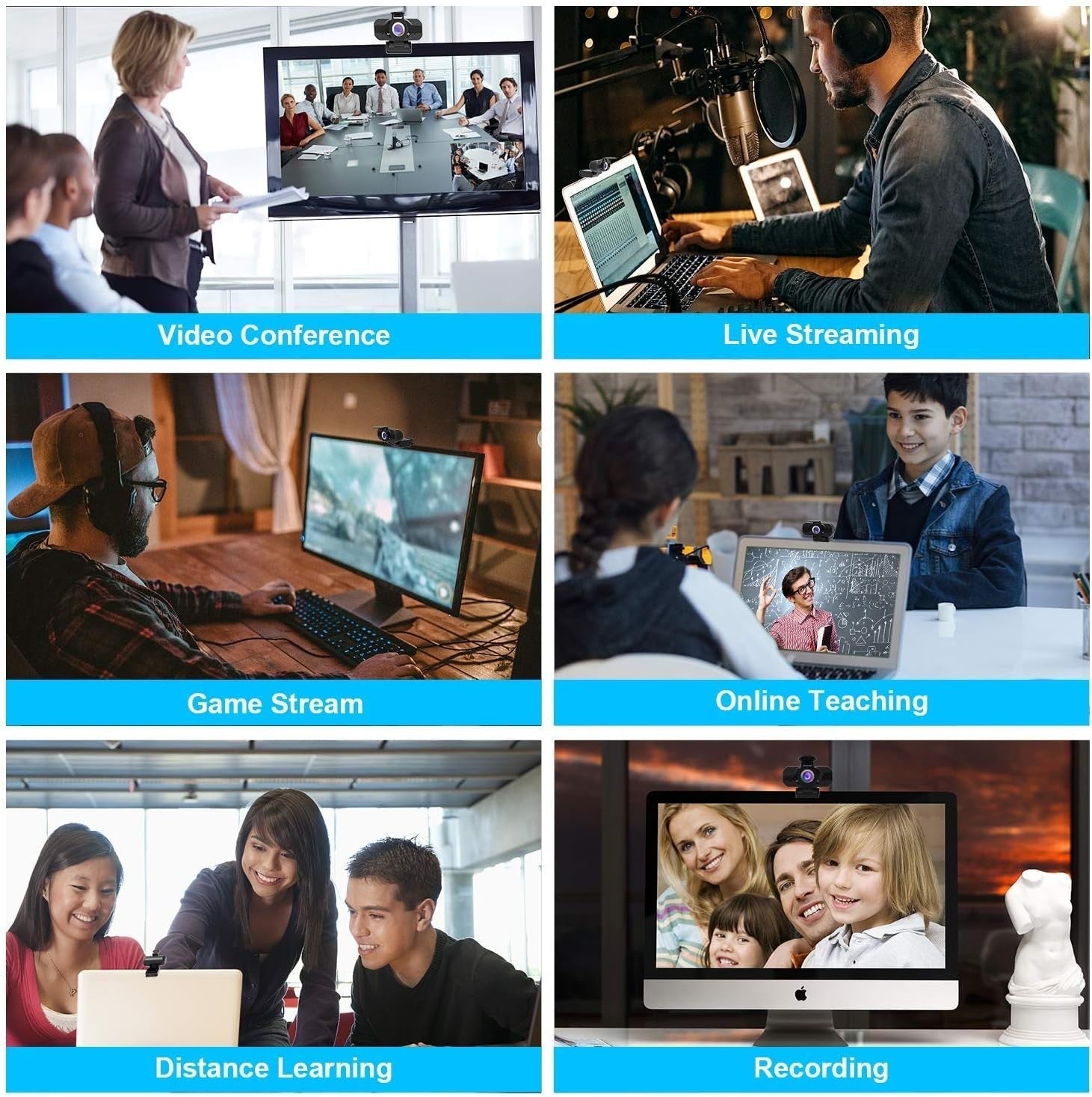 Webcam with Microphone 1080P Webcam for Desktop Laptop Web Cameras