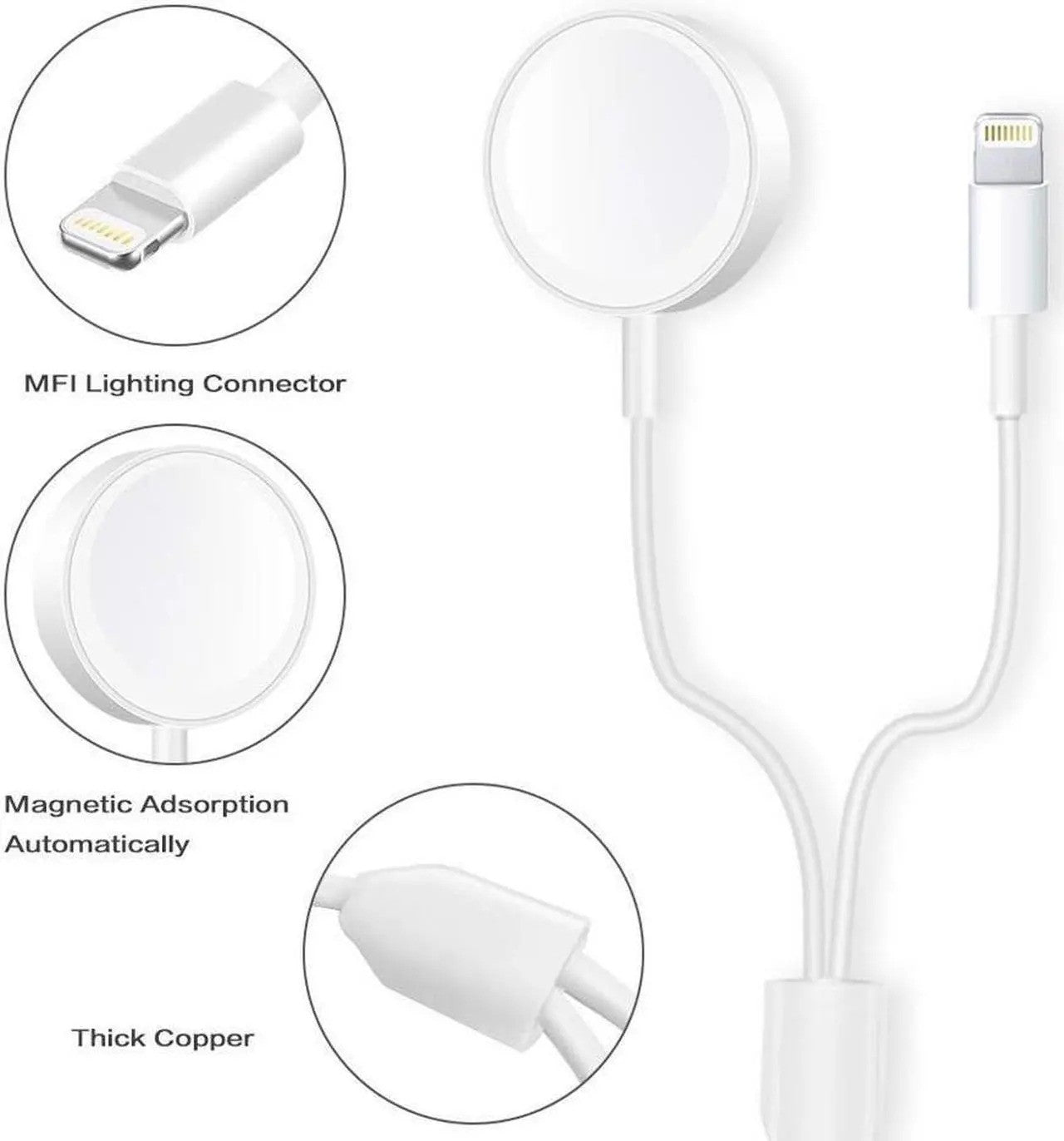 Updated Version Watch Charger Magnetic Cable for iWatch 5/4/3/2/1, 2in1 Wireless