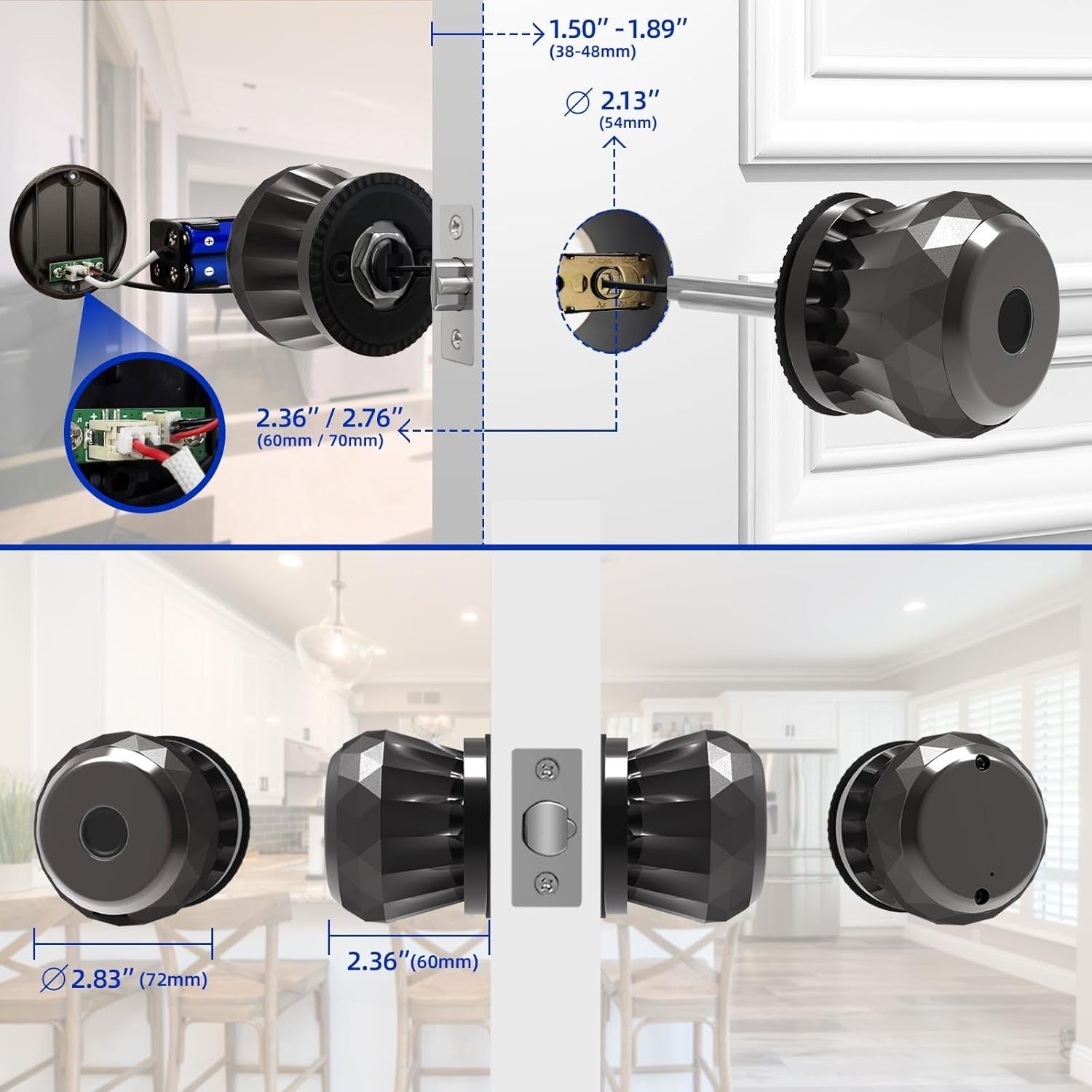 Euphoricca Fingerprint Door Locks for Front Door,Smart Biometric Door Lock,Door