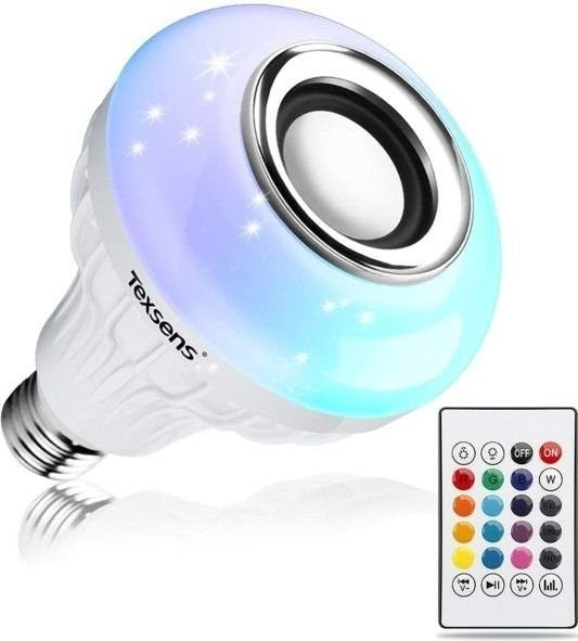 LED Light Bulb Bluetooth Speaker, 6W E26 RGB Changing Lamp Wireless Stereo Audio