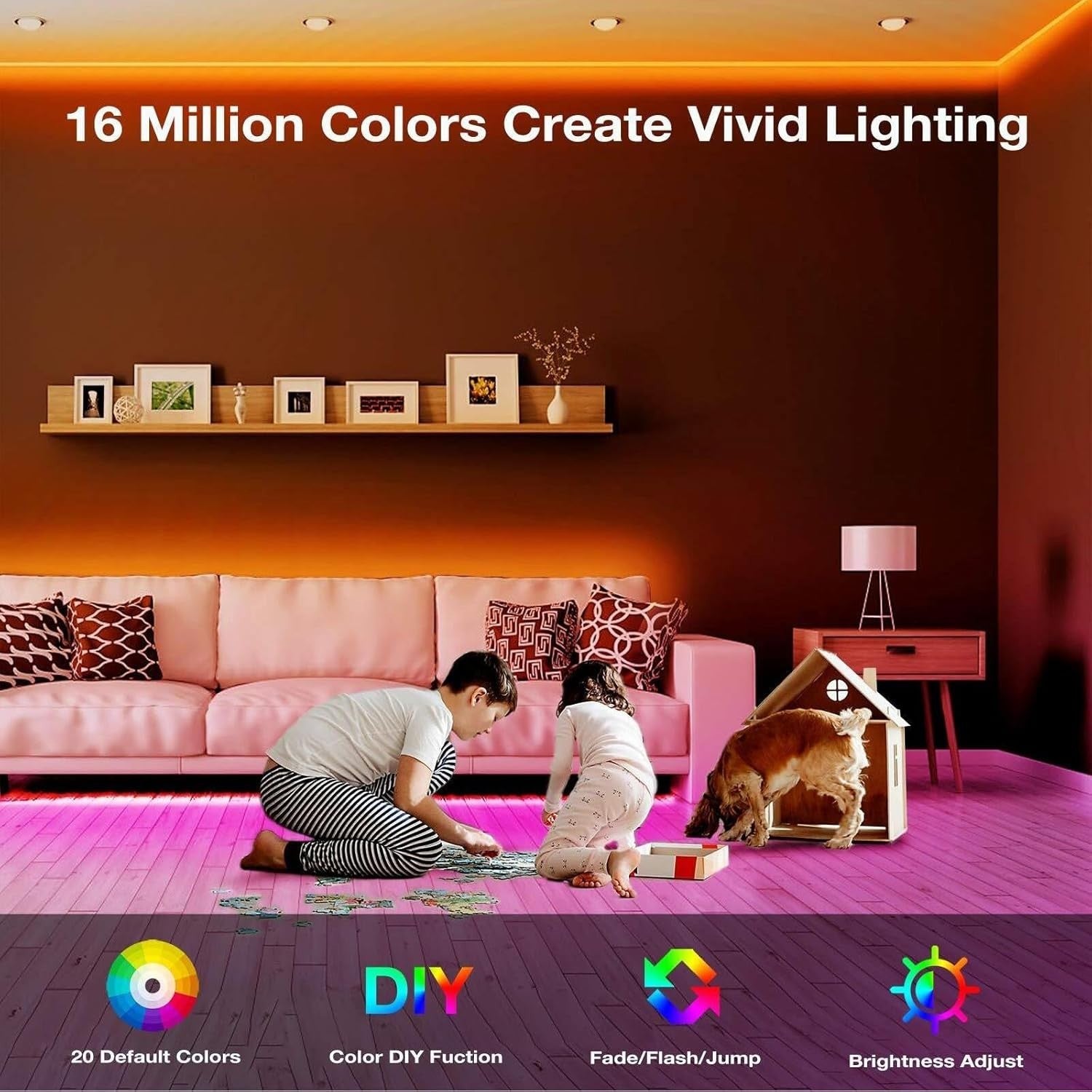 VOLIVO LED Strip Lights 50 FT,Color Changing Led Light Strips Kit with 44 Keys