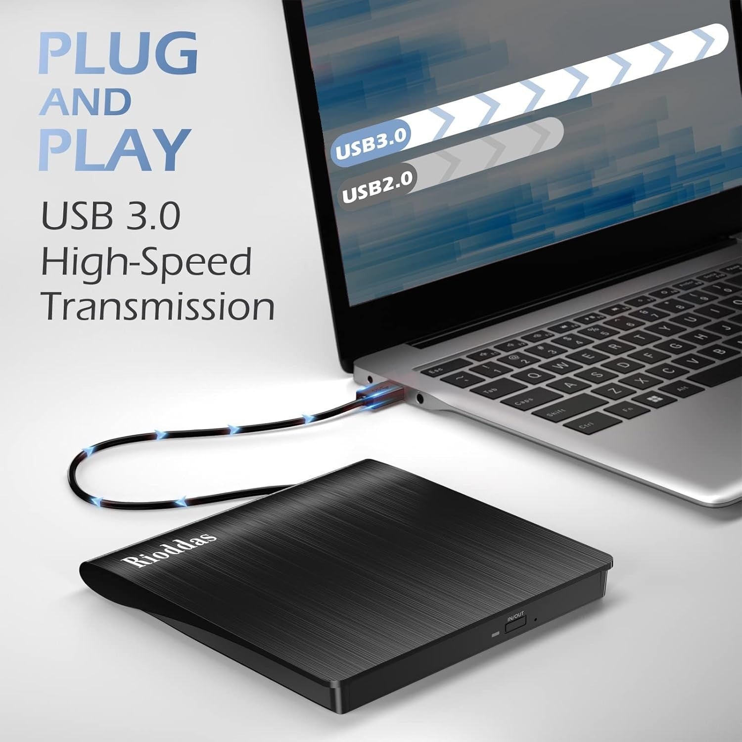 External CD Drive USB 3.0 Portable CD DVD +-RW Drive DVDCD ROM Rewriter Burner
