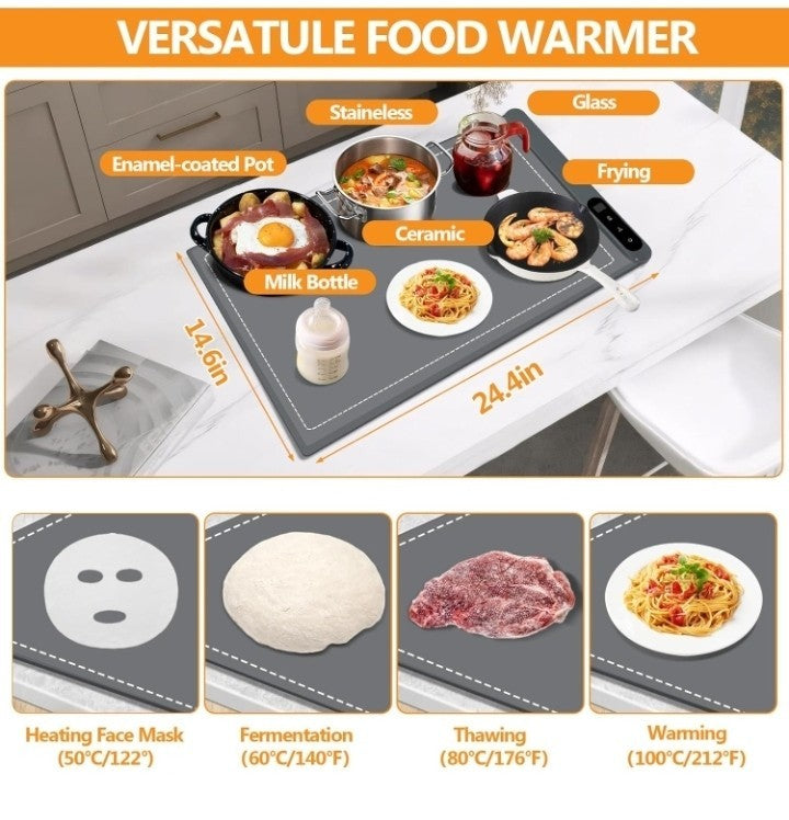Full Surface Heating - Electric Warming Tray,Rollable & Portable