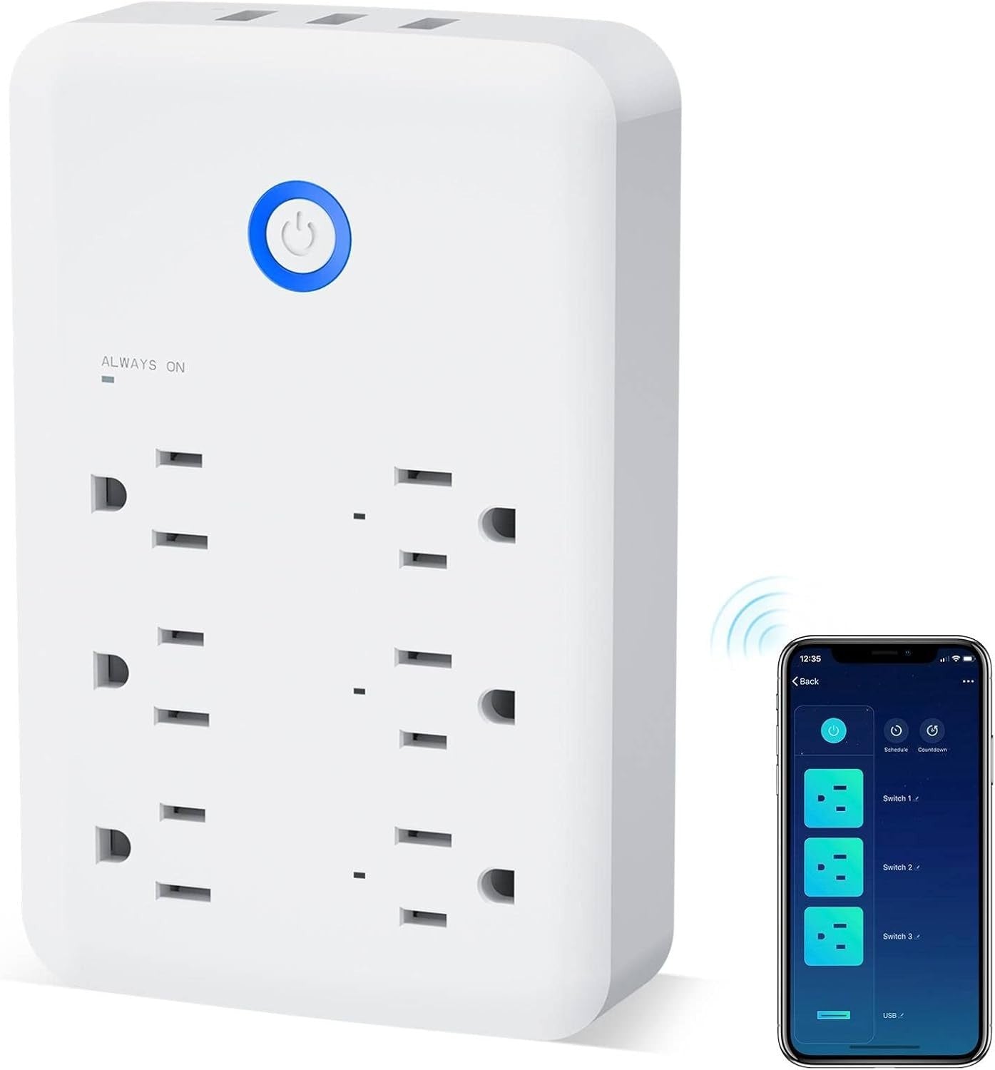 Smart Plug Outlet Extender, USB Surge Protector 3 Individually Controlled Outlet