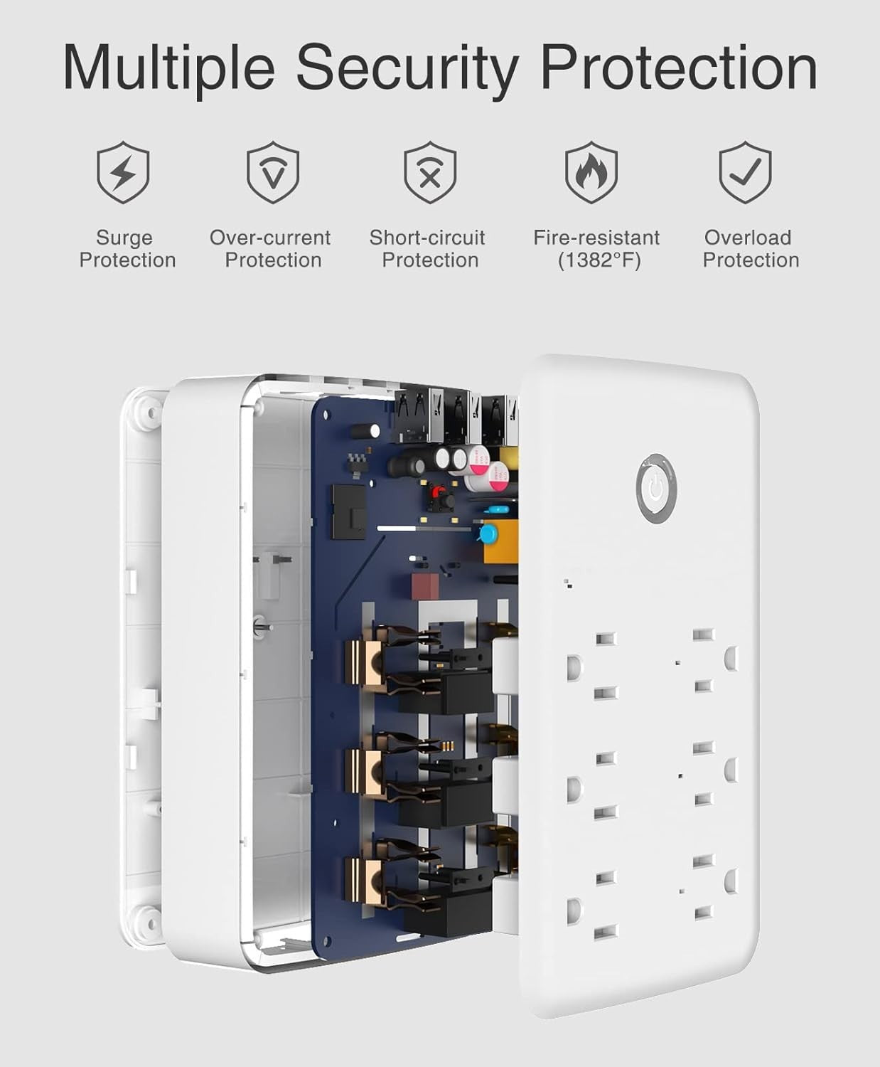 Smart Plug Outlet Extender, USB Surge Protector 3 Individually Controlled Outlet