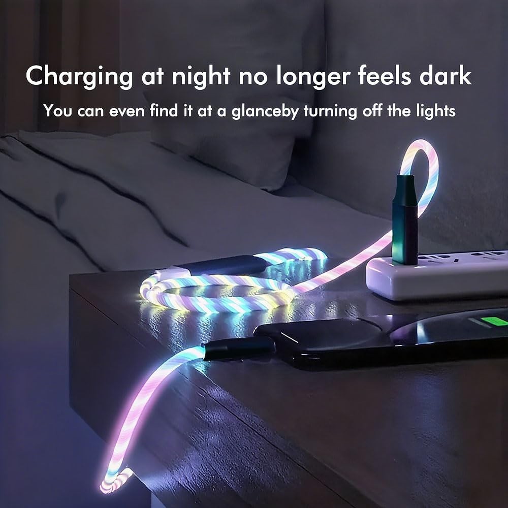 USB C to USB C Cable 60W Fast Charging with Bright Light Strip for Phone 16 Pro