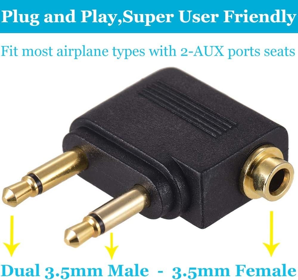 2 Pack Dual 3.5mm Male to 3.5mm Female AUX Audio Jack Adapter Converter