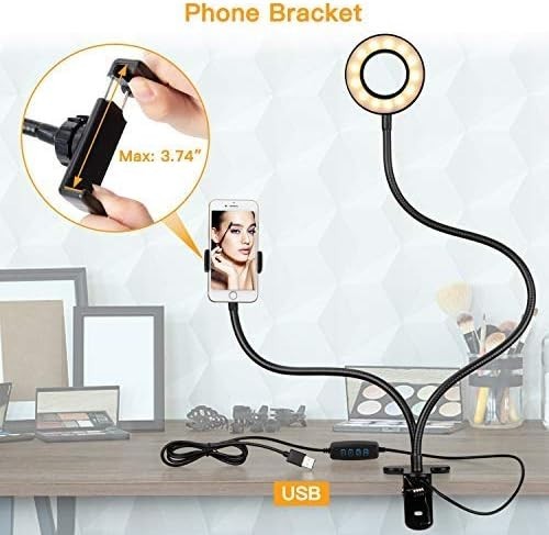 Webcam Light Stand for Live Stream, Selfie Ring Light with Webcam Mount