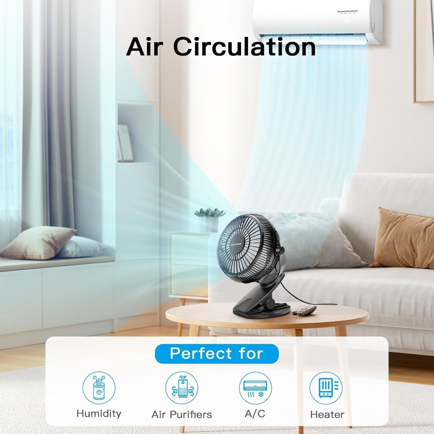 USB Desk Fan, 4 Inch Clip on Fan, 2 Speed USB Fan, 360° Rotation Small Table Fan