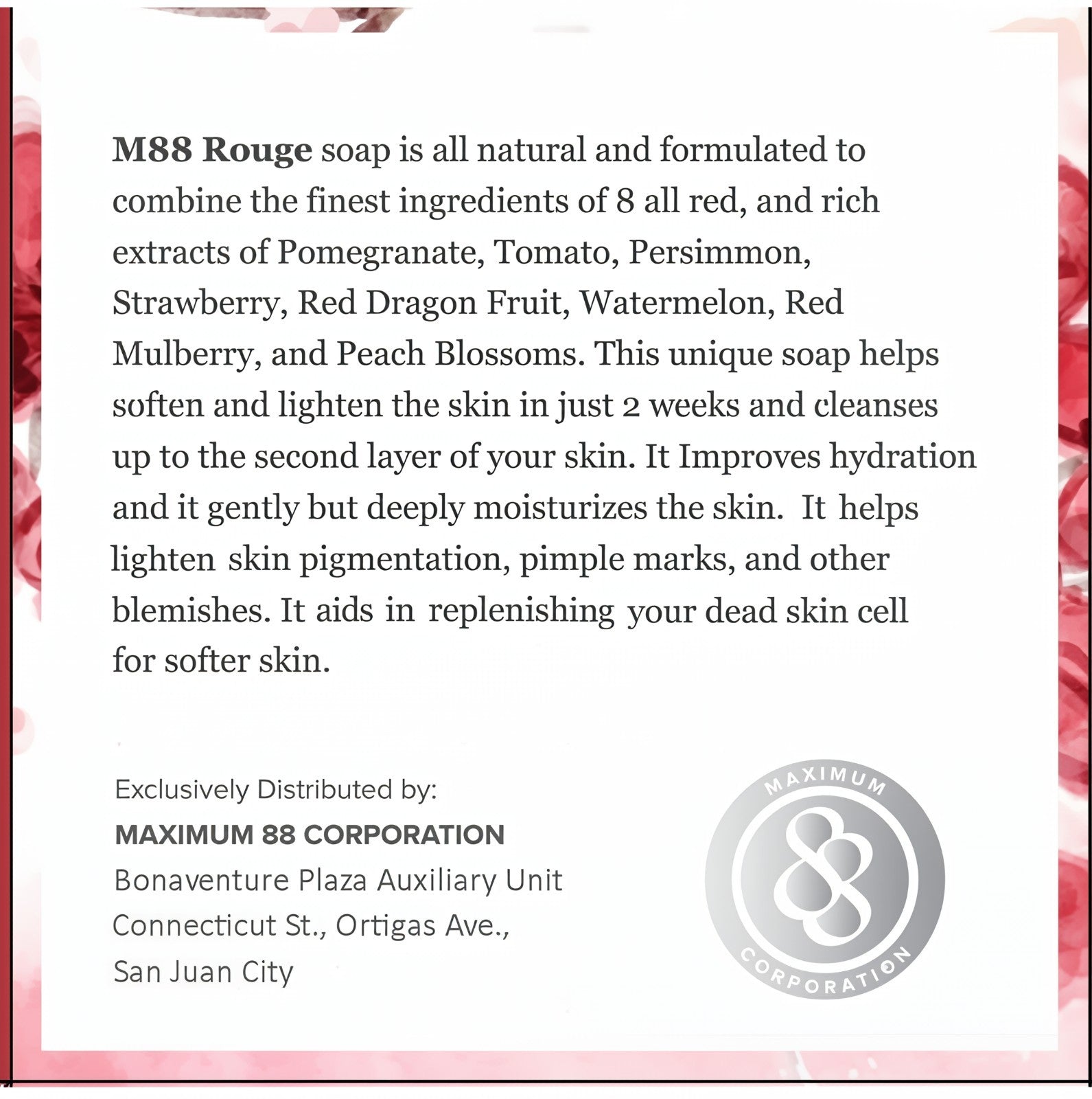 Maximum88 Rouge 8-1 All Natural Red Soap 135 Grams