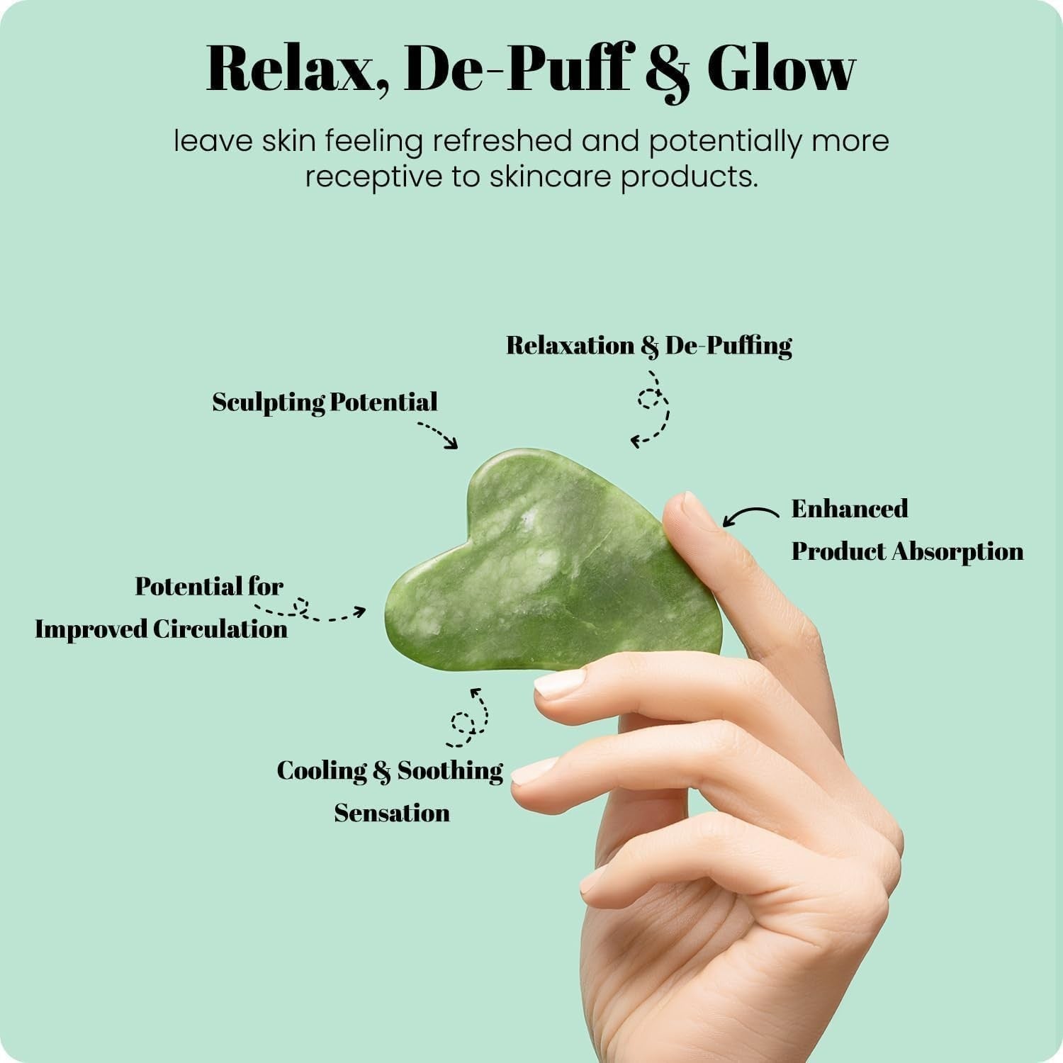 Jade Roller and Gua Sha Set for Beautiful Skin Detox - Facial Body Eyes Neck