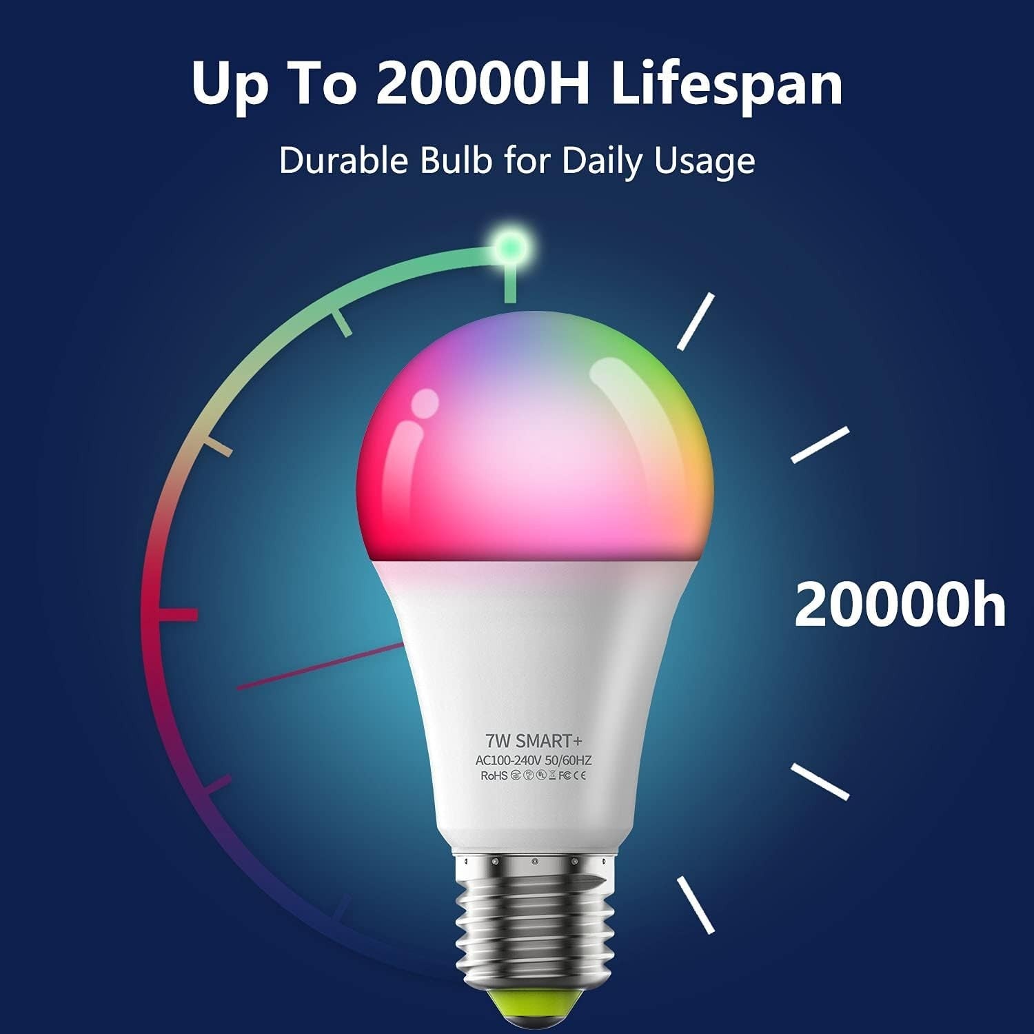 Smart Light Bulbs, Music Sync RGB Color Changing Light Bulb A19 7W 60W Equivalen