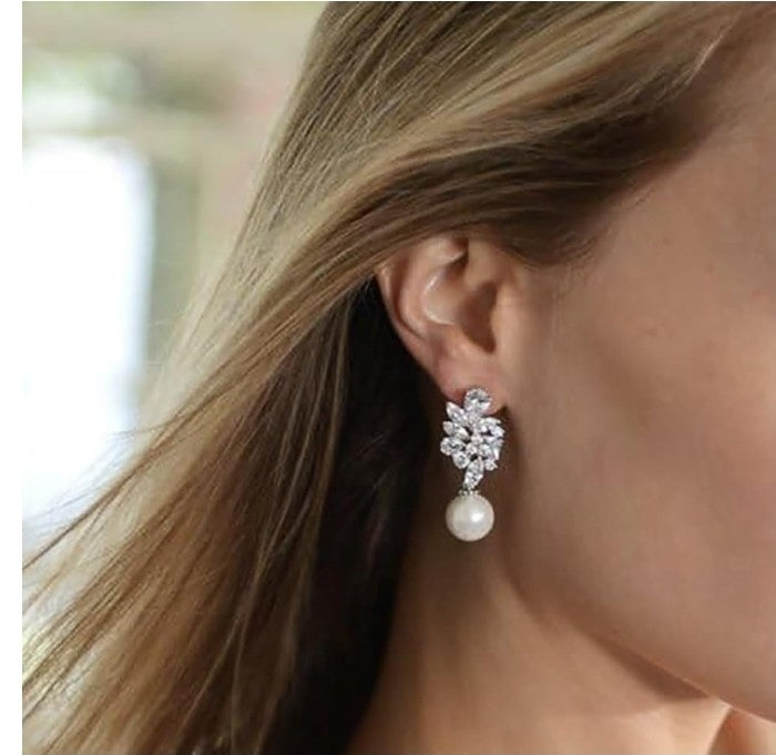 Luxury Elegant Imitation Pearl Dangle Earrings Women Wedding Trendy Jewelry