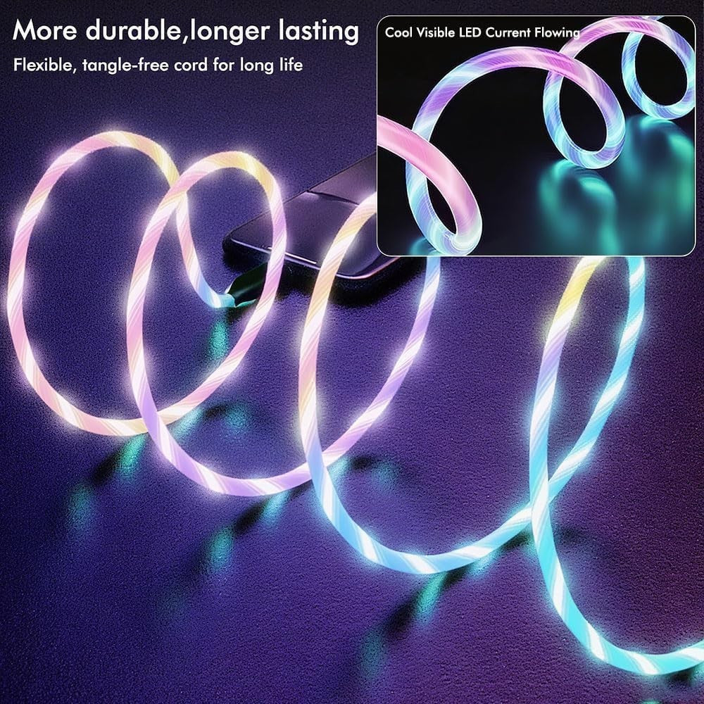 USB C to USB C Cable 60W Fast Charging with Bright Light Strip for Phone 16 Pro