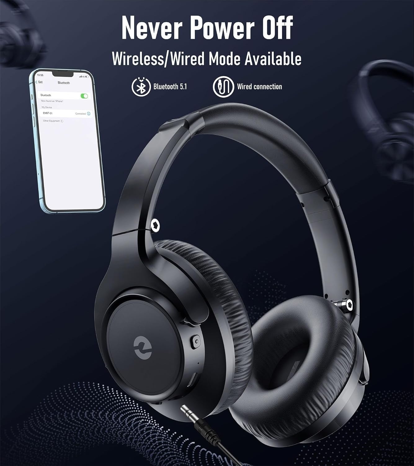 Bluetooth Headphones, Wireless headphones bluetooth, 70H Playtime Headphones