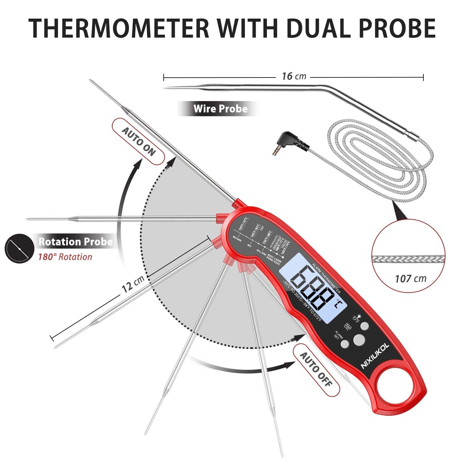 Meat Thermometer Digital Oven Safe Cooking Thermometer with Instant Read
