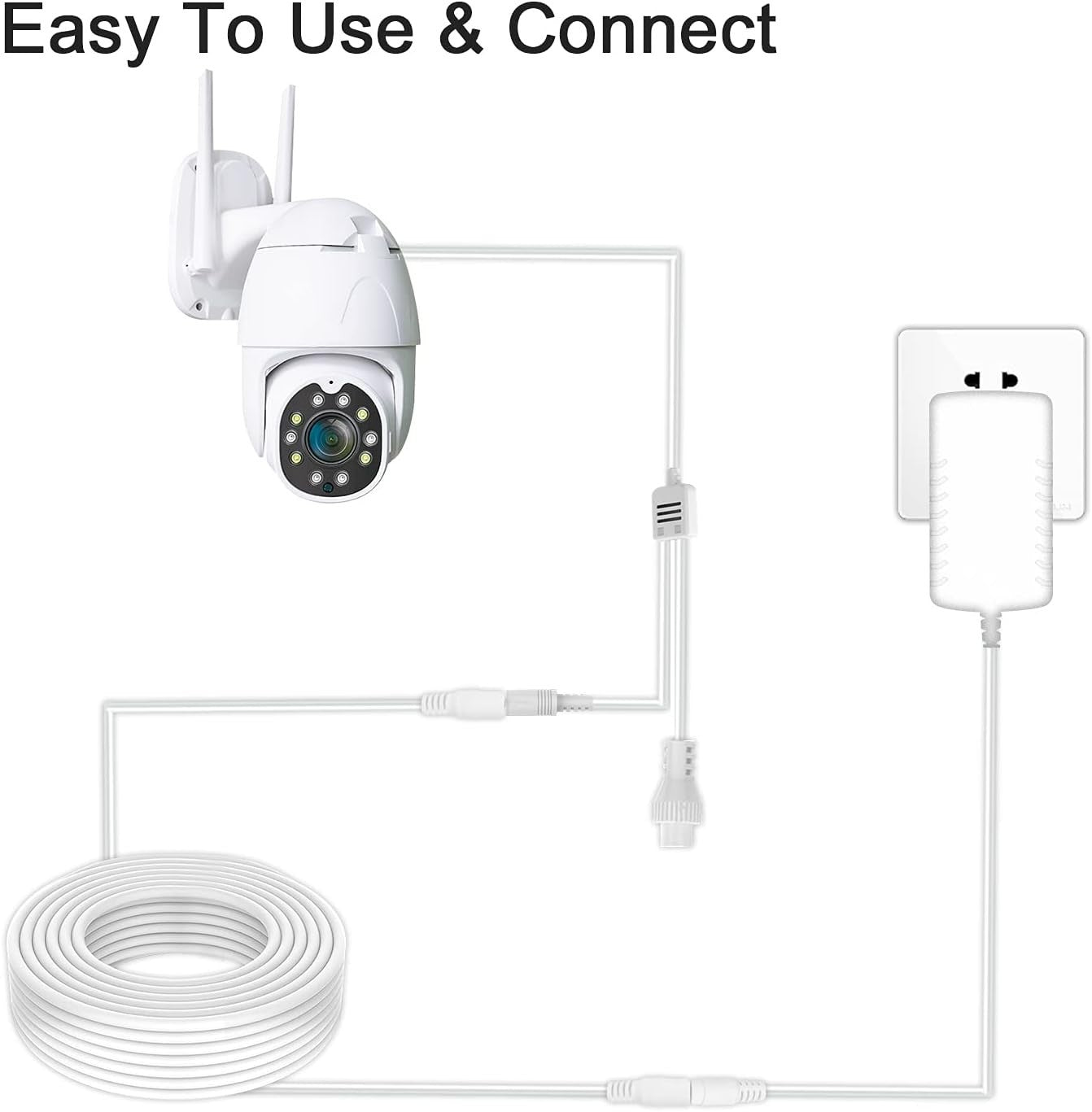 WILDHD DC Power Extension Cable 33ft 2.1mm x 5.5mm Compatible with 12v Power
