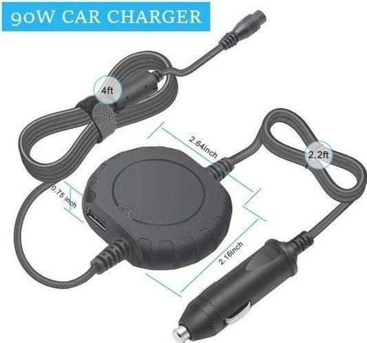 90 WATTS Universal Laptop Car Charger Power Supply Replacement for HP Dell