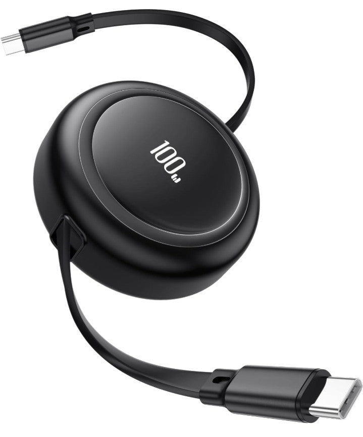 100W USB C Cable, Fast Charging, Retractable with 4-Stage Length Preset (3.3ft)