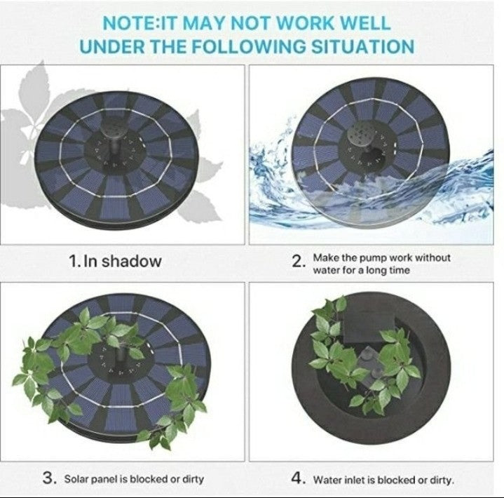 Solar Powered Water Fountain Pump 2.5W- Bird Bath Power Fountains 1200mAh Batter