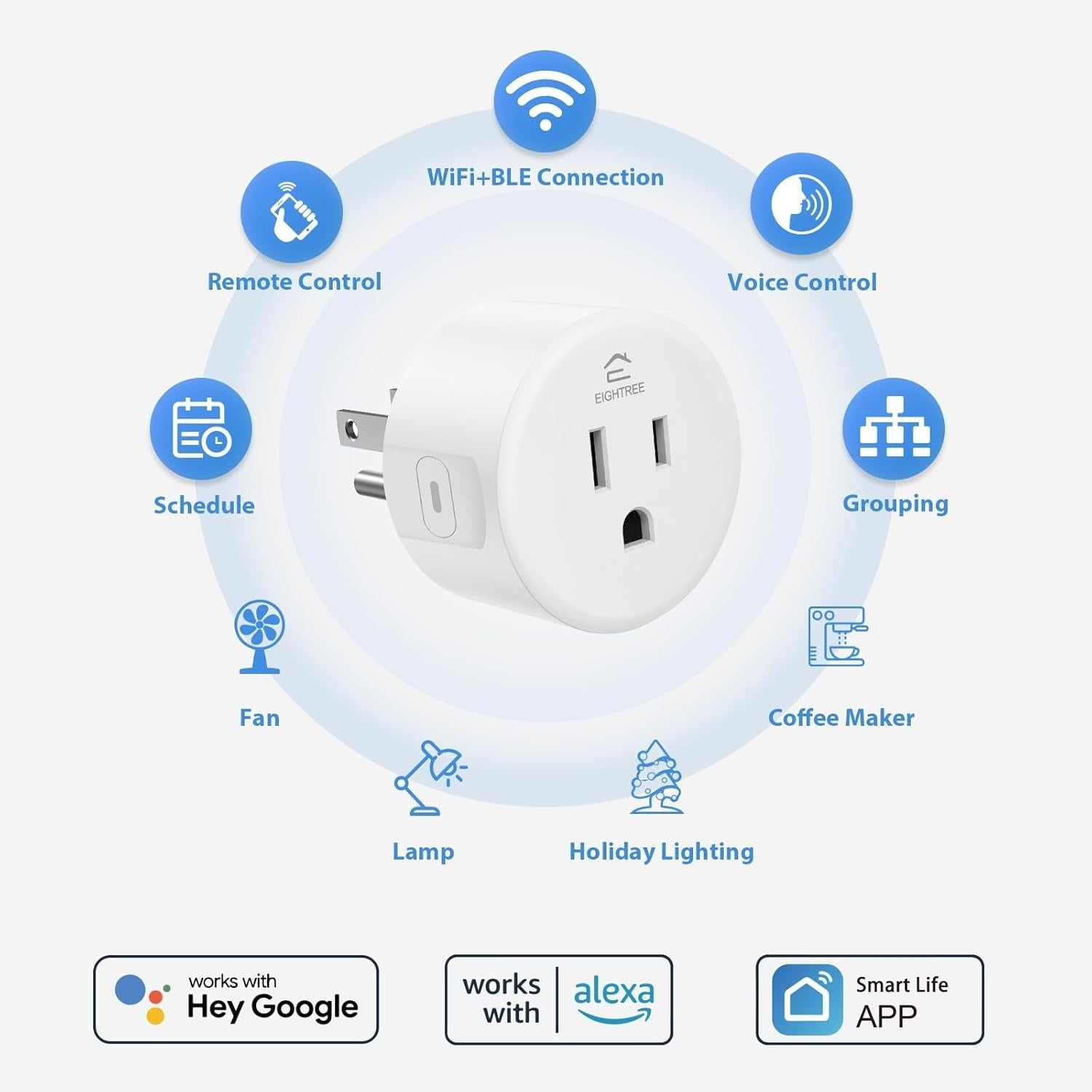 Smart Plug, Smart Home WiFi Outlet Works with Alexa & Google Home, Smart Socket