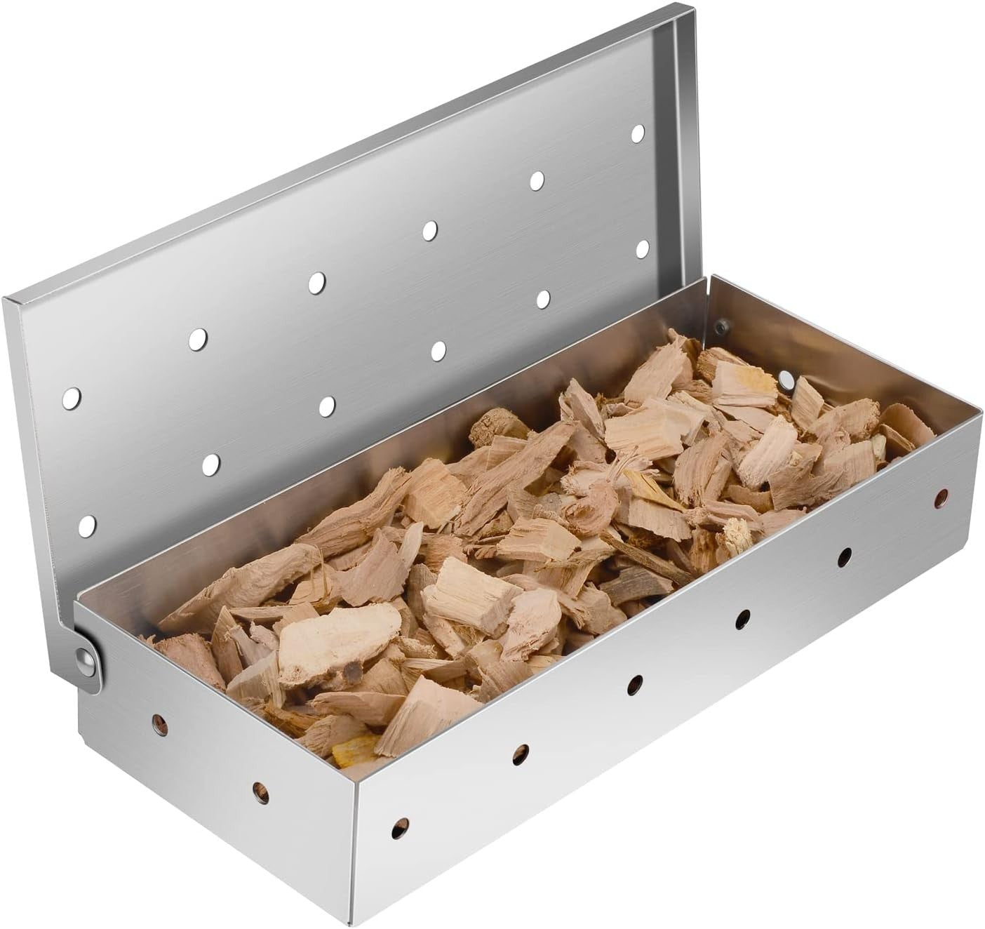 Smoker Box for Gas Grilling Wood Chip Smoker Box Stainless Steel Meat Smoky