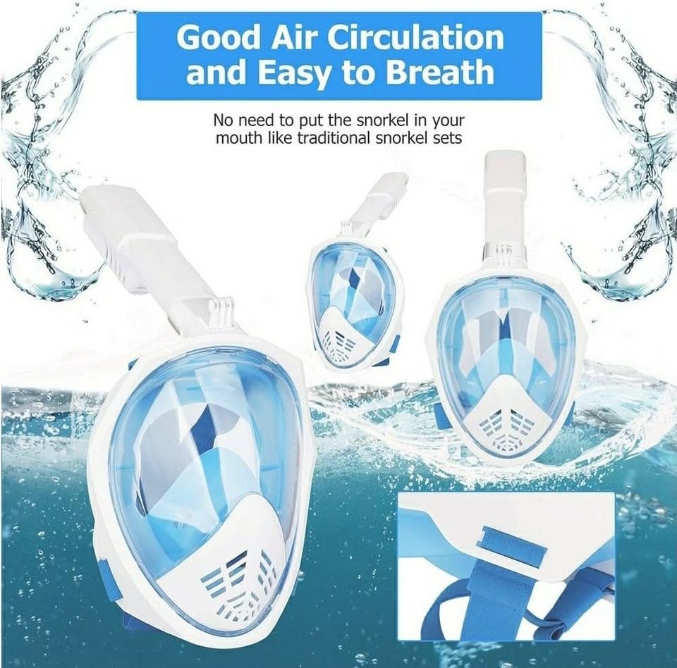 Full Face Snorkel Mask 180° Panoramic View Snorkel Mask (White)