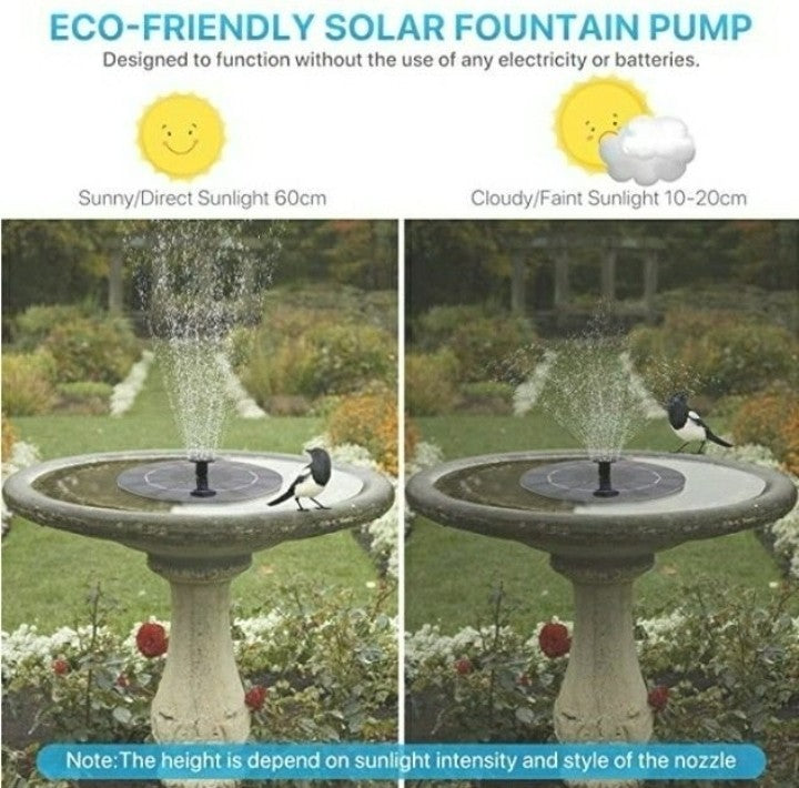 Solar Powered Water Fountain Pump 2.5W- Bird Bath Power Fountains 1200mAh Batter