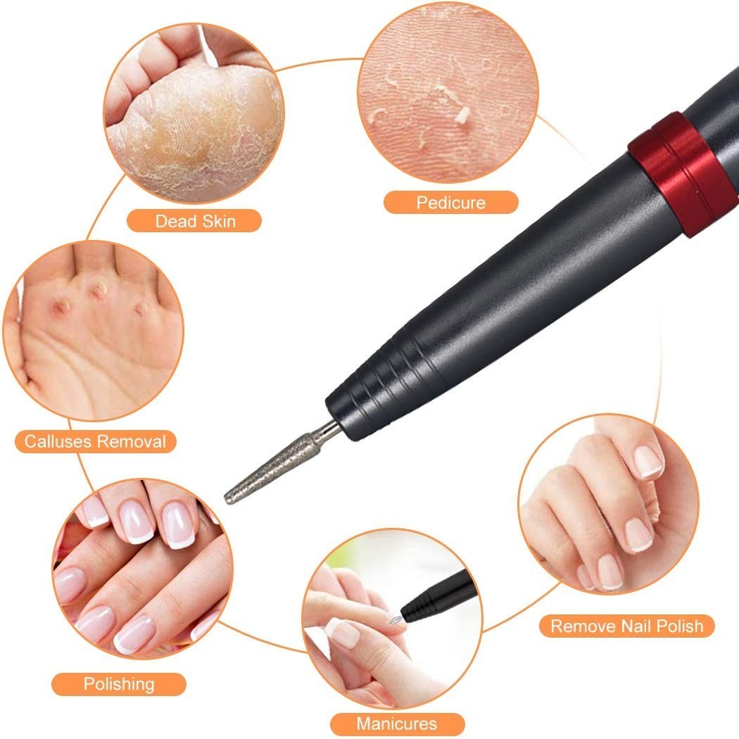 FunPa Electric Nail Drill,Portable Electric Nail Drill, With 11 Pieces Change