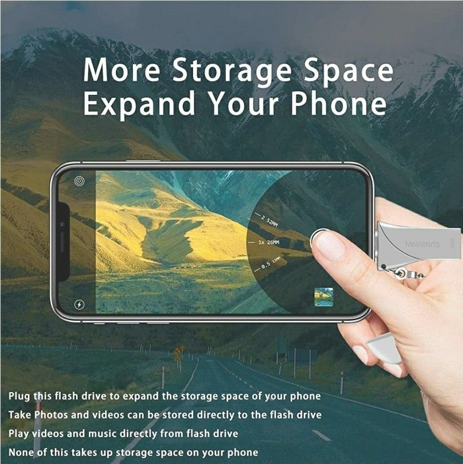 USB Flash Drives for iPhone Thumb Dirves 32GB Photo Stick 3in1 Memory Stick