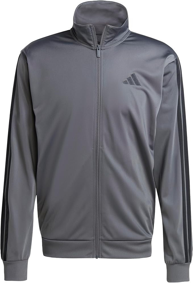 adidas Men's 3-Stripes Tricot Regular Sportswear Track Top Solid Grey MediumTall