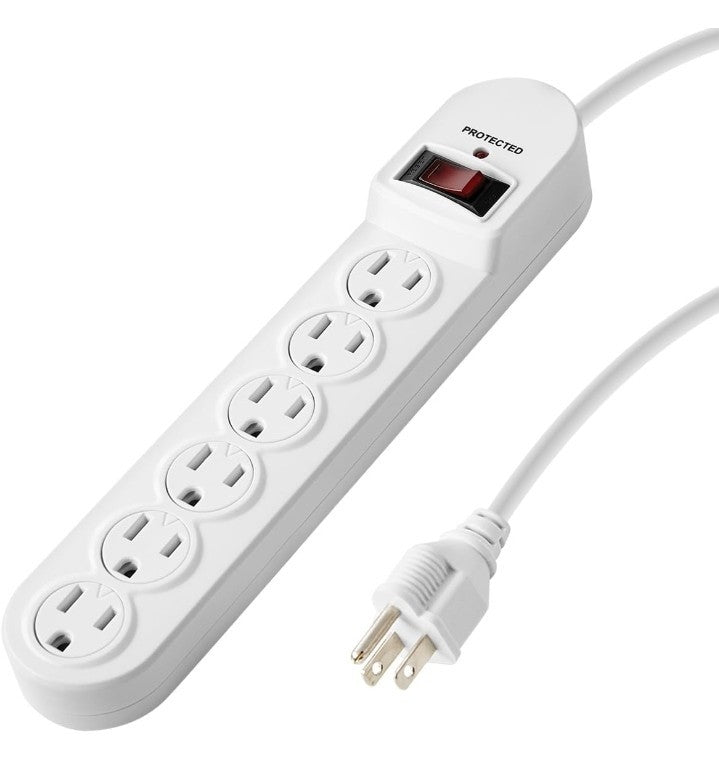 6-Outlet Power Strip Whit Surge Protector, 6 Ft Extension Cord, 510 Joules