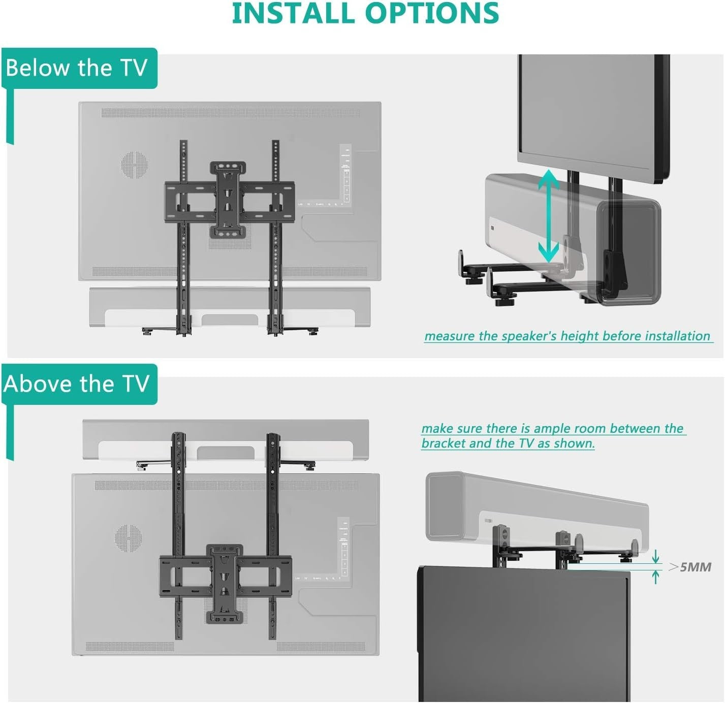 Universal Sound Bar Mount - Adjustable Holder for Samsung, Bose, Sonos,Lg,Vizio