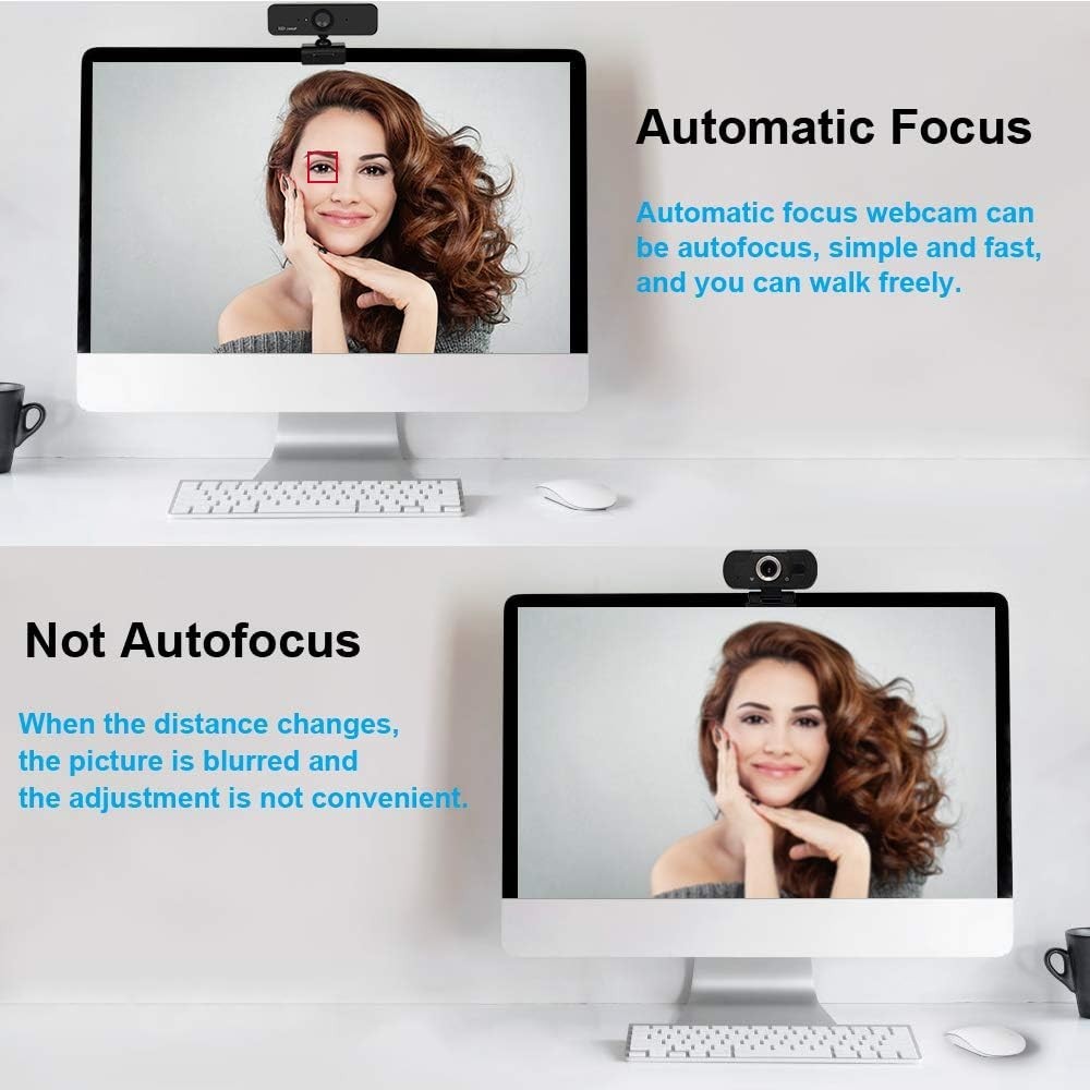 Aqonsie 1080P Webcam with Microphone, Auto Focus Full HD Computer Webcam 360