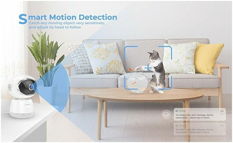 Wireless Security Camera, Indoor Home WiFi Camera Pet Camera IP Camera with Smar