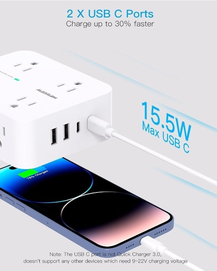 10 Ft Surge Protector Power Strip, HANYCONY Extension Cord with 8 AC Outlets 4