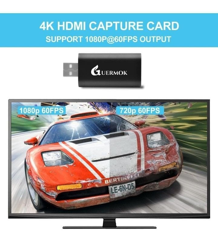Guermok Audio Video Capture Card, 4K HDMI to USB 2.0 Capture Card, Record to DSL