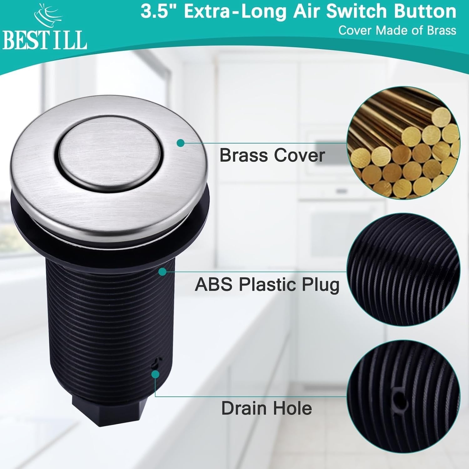 BESTILL Sink Top Garbage Disposal Air Switch Kit with Single Outlet