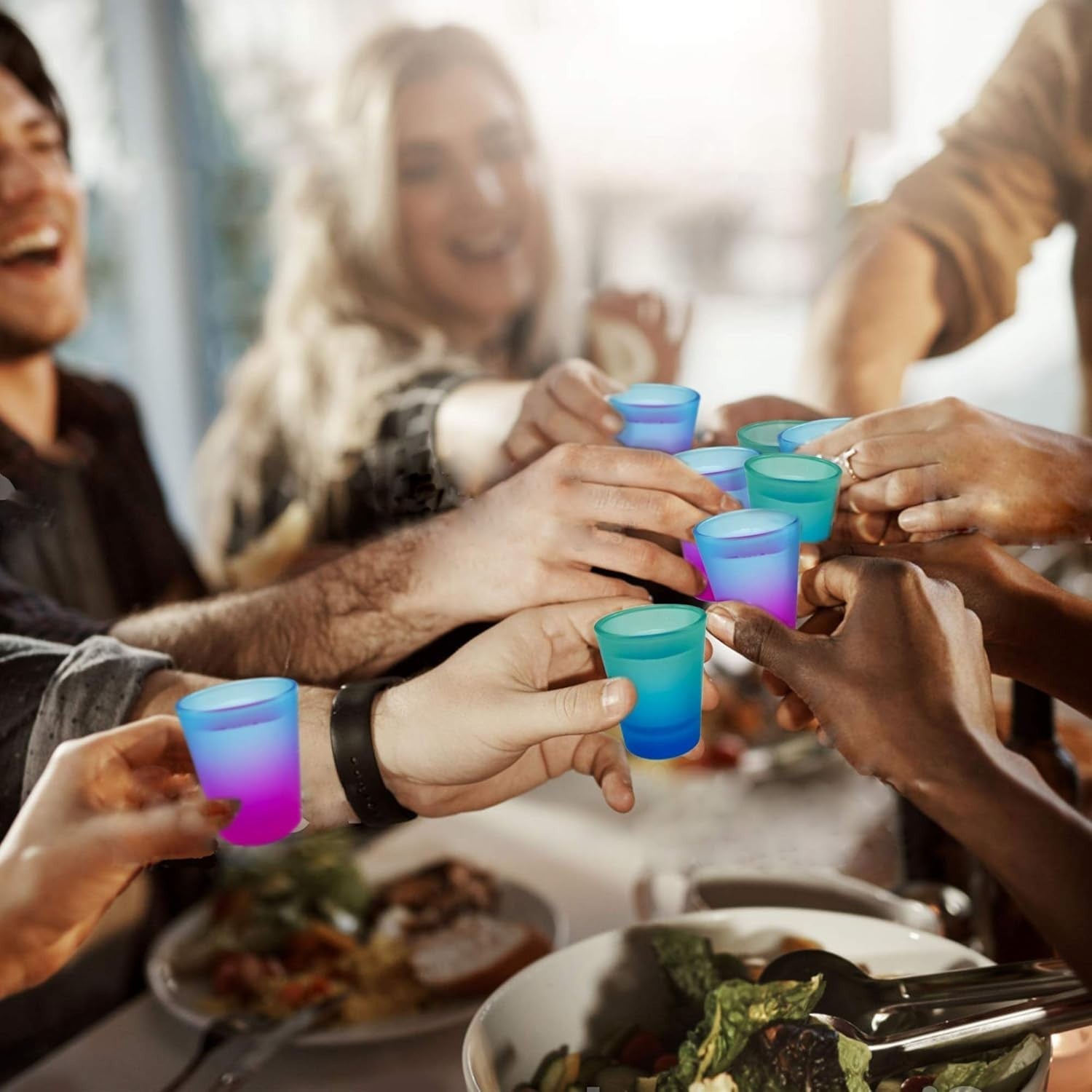 1.9 oz Shot Glasses Sets with Heavy Base,12-Pack Colored Shot Glass (Mix Aurora)